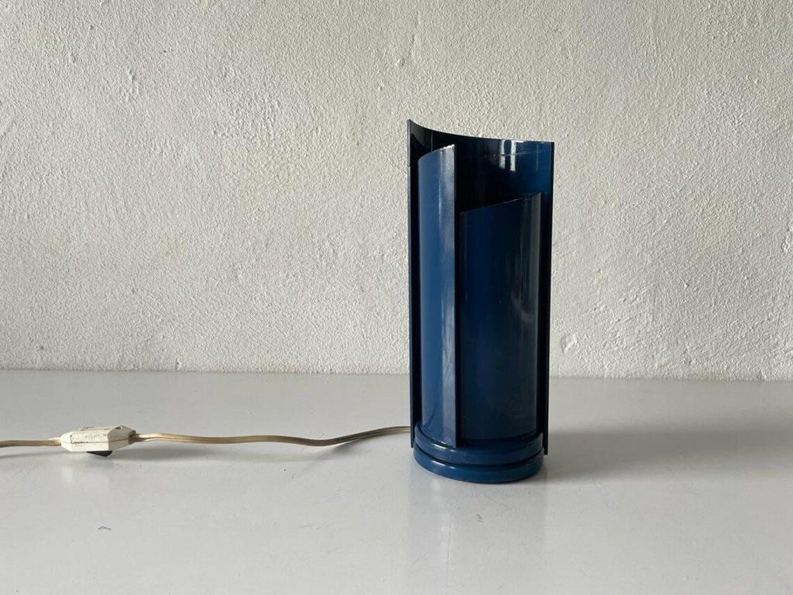 photo for sale Rare Italian Mid Century Modern Dark Blue Swivel Table Lamp 1960s Italy