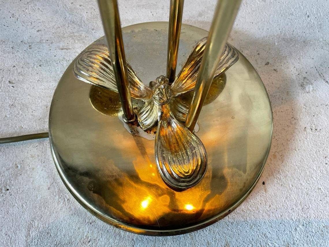 photo for sale Mid Century Modern Wonderful Triple Flower Shade Full Brass Floor Lamp By Willy Daro For Massive 1970s Germany
