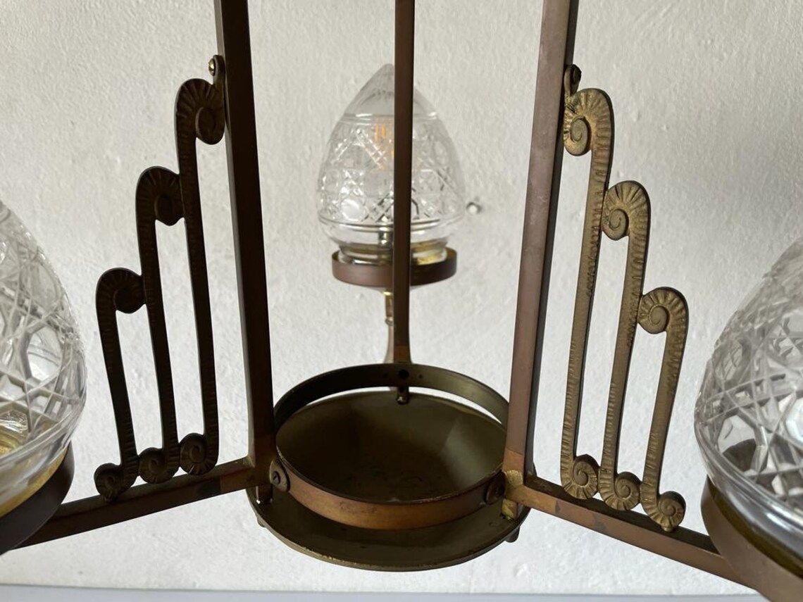 Unique French Copper Architectural Body Chandelier 1940s France photo buy