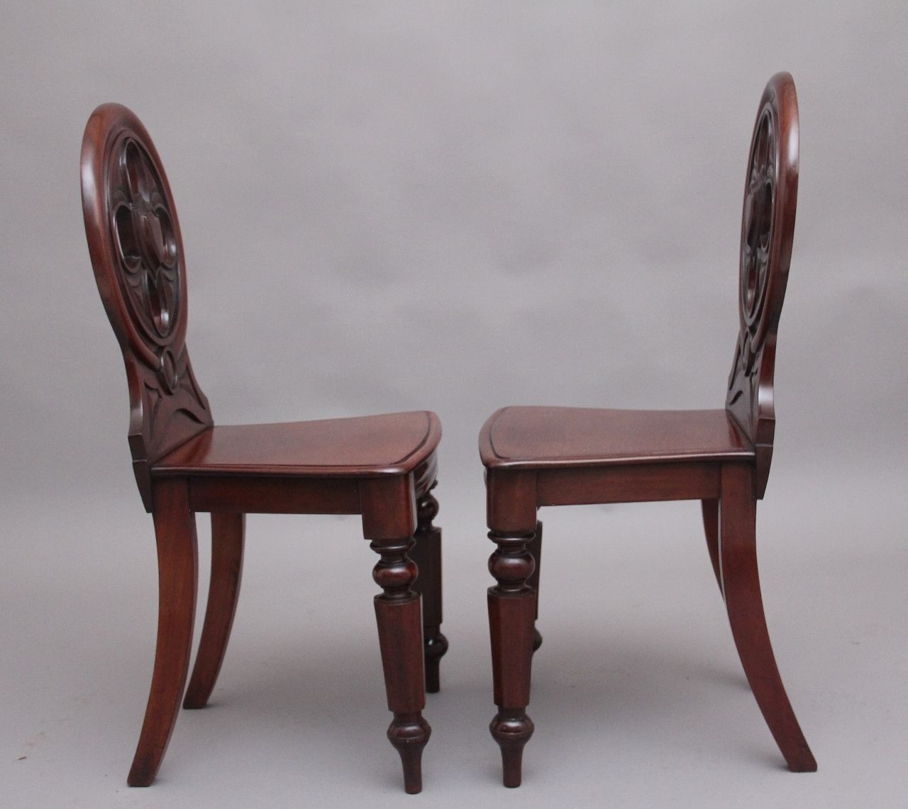 Pair Of 19th Century Antique Mahogany Hall Chairs photo Furniture