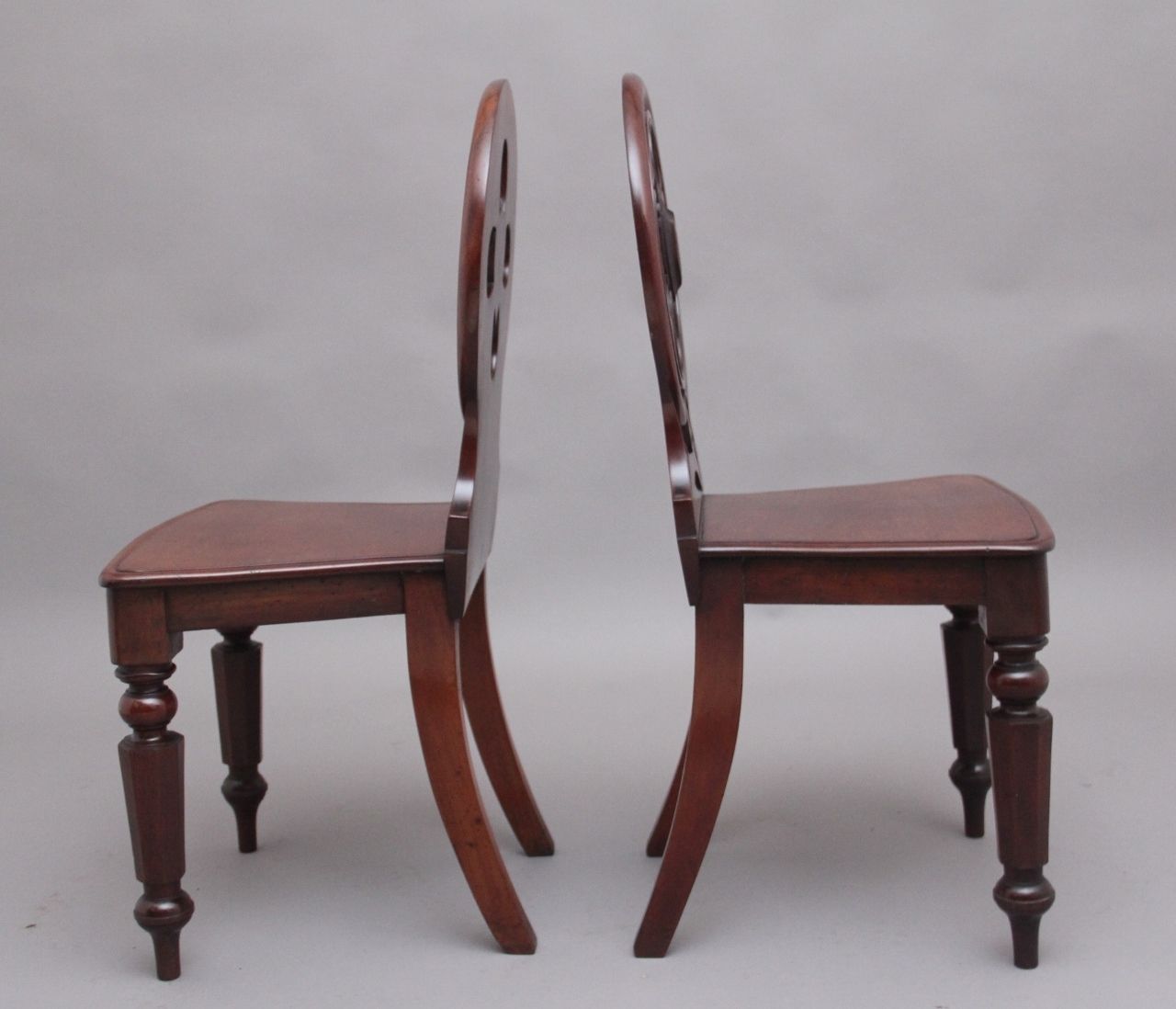 Pair Of 19th Century Antique Mahogany Hall Chairs photo vinterior