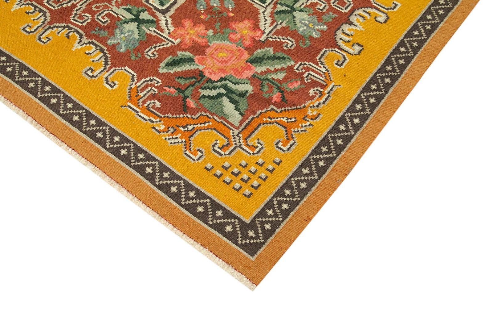 Yellow Vintage Moldovan Kilim Rug 197 X 291 Cm photo Textiles