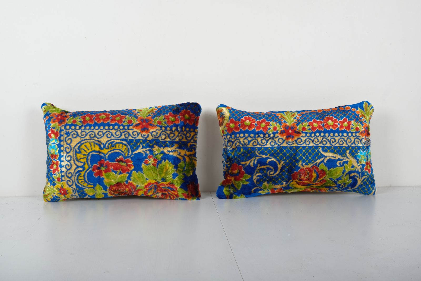 Decorative Pillows Covers, Set Of Two Soft Velvet Silk Pillow, Lumbar Ethnic Cushion Cover 12'' X 19'' photo furniture