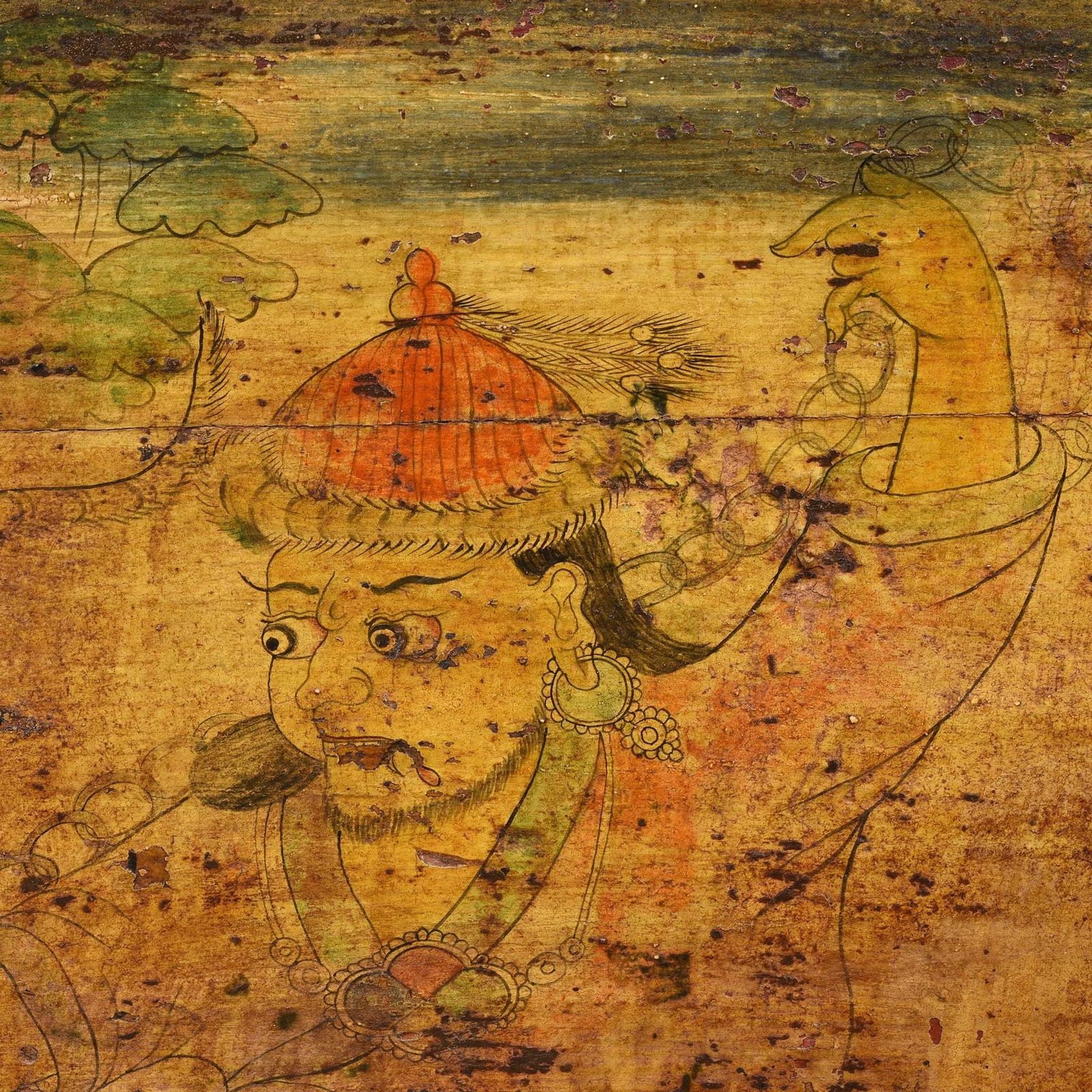 Tibetan Painted Chest Of Güsh Khaan With Tiger   Late 18thc photo 4895.0