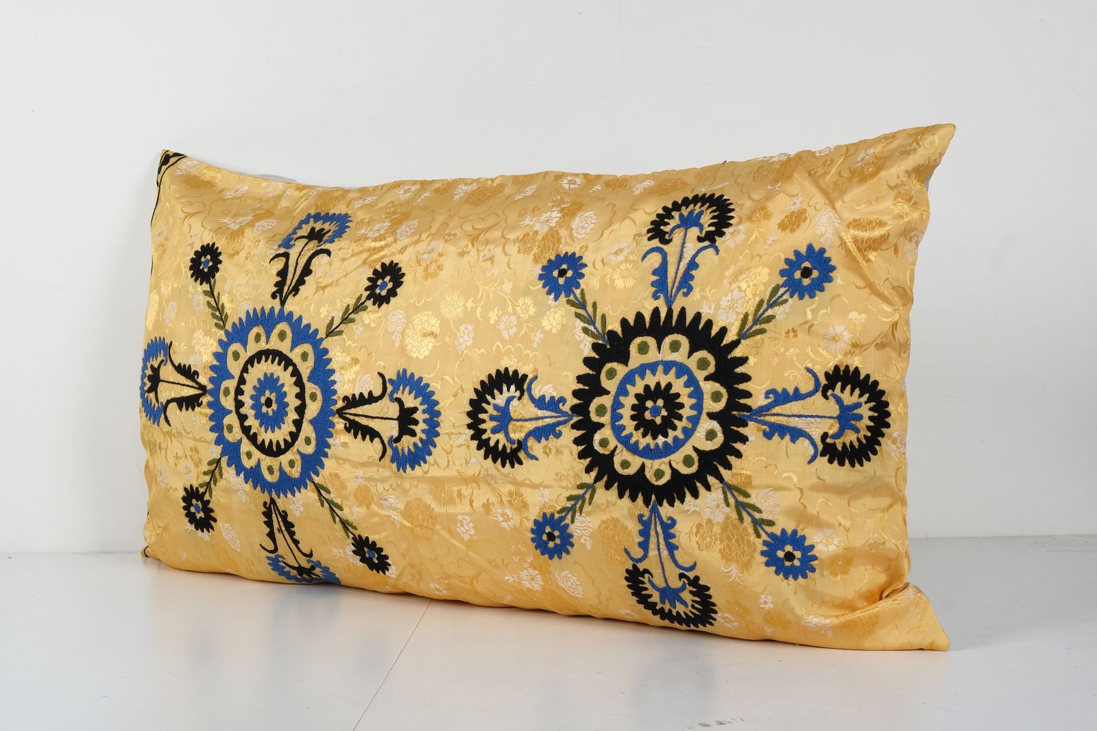 Body Pillow Fashioned From A Mid 20th Century Tashkent Suzani, Extra Long Samarkand Cushion 24'' X 43'' photo furniture