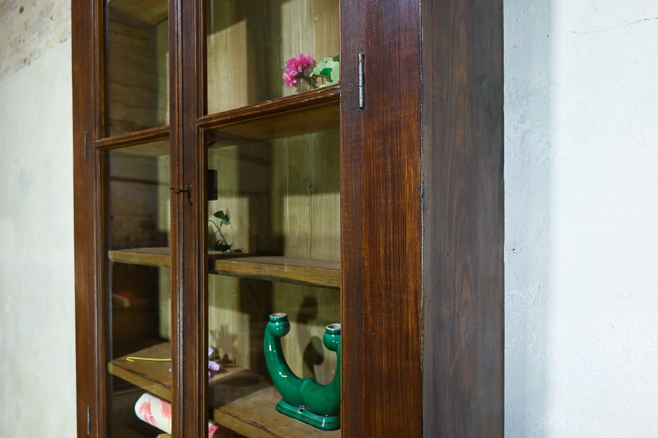 Furniture Tall 19th Century French Glazed Faux Bois Rosewood Cabinet photo