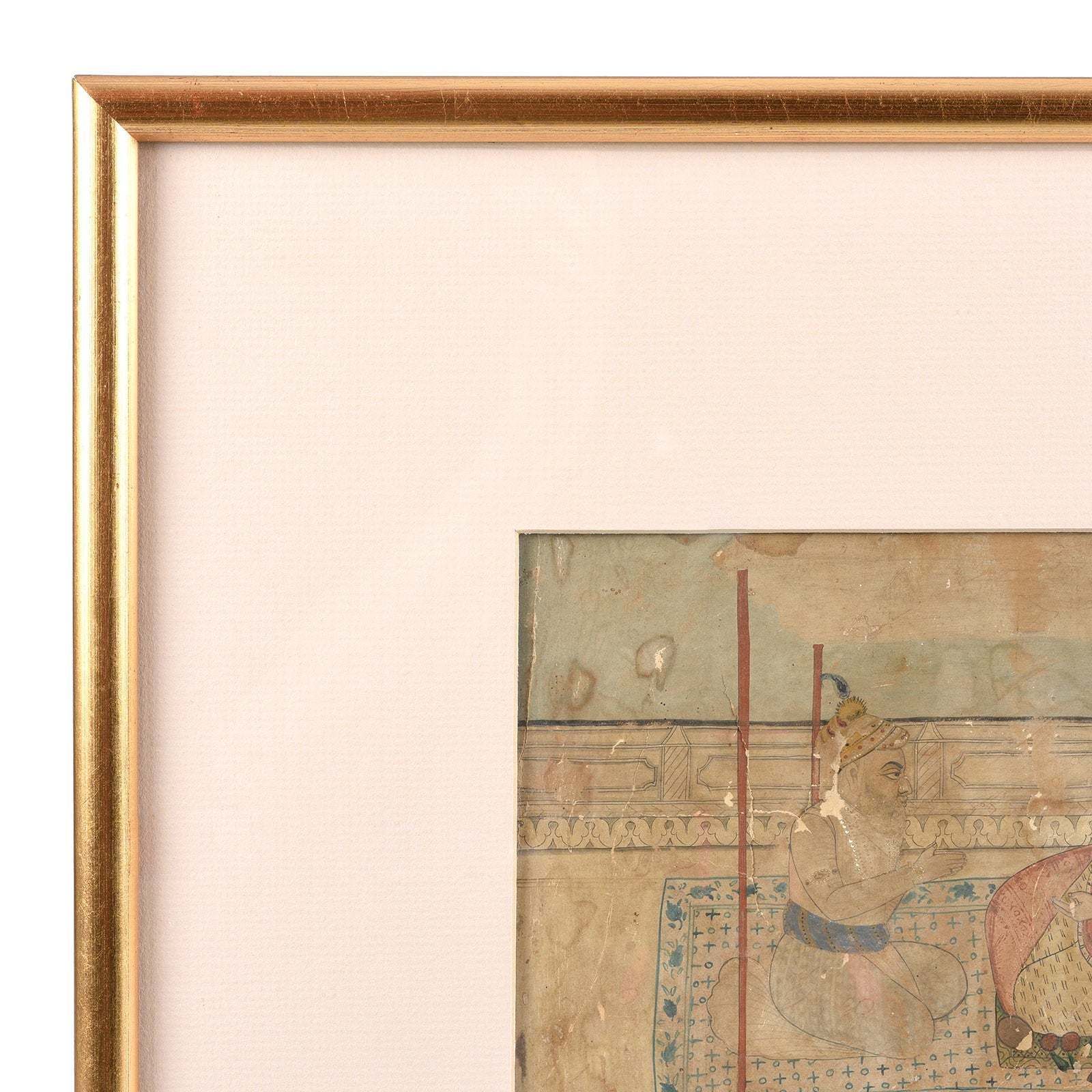 Framed Watercolour Of A Mughal Court Scene   18thc photo for sale