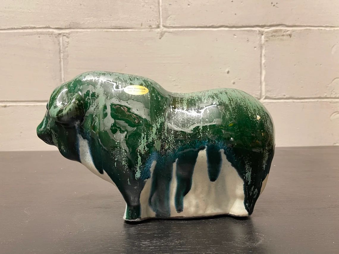 Otto Keramik Ceramic Buffalo West German Pottery Fat Lava photo for sale