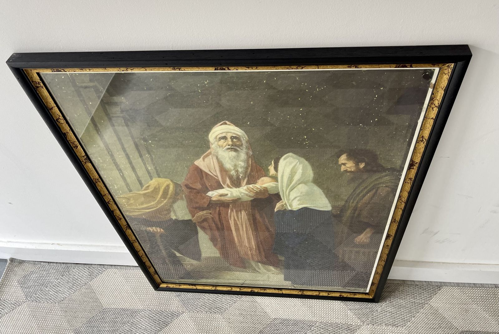Simeon The Presentation Of Jesus Vintage Christian German Print 1930s Framed photo for sale