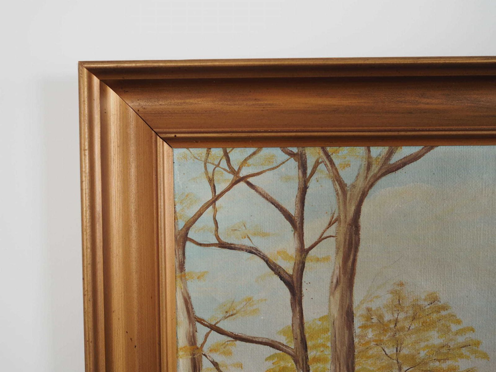 Painting „Two Birch By The Pond”, Scandinavian Design, 1970s photo vintage