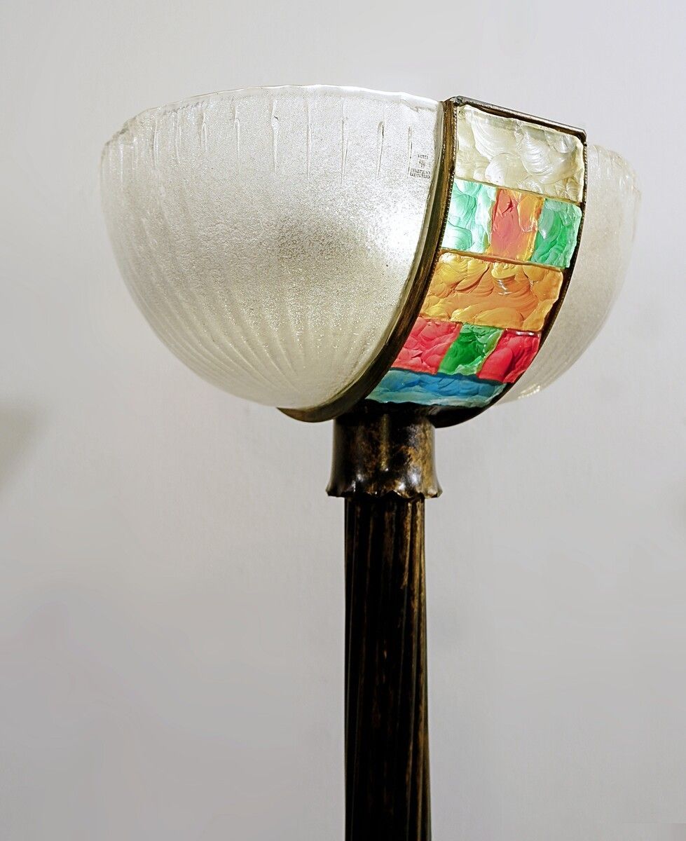 Mid Century Modern Poliarte Style Floor Lamp In Murano Glass photo for sale