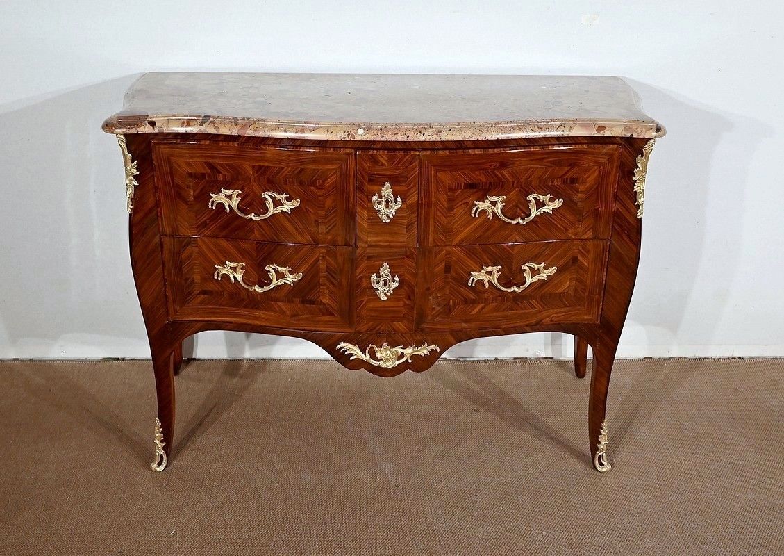 Chest Of Drawers In Precious Wood, Stamped P. Migeon, Louis XV Period – 1st Part Of The 18th Century