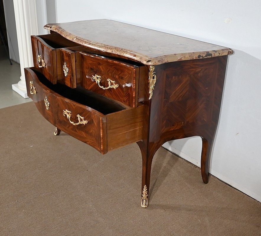 Chest Of Drawers In Precious Wood, Stamped P. Migeon, Louis XV Period – 1st Part Of The 18th Century photo Furniture