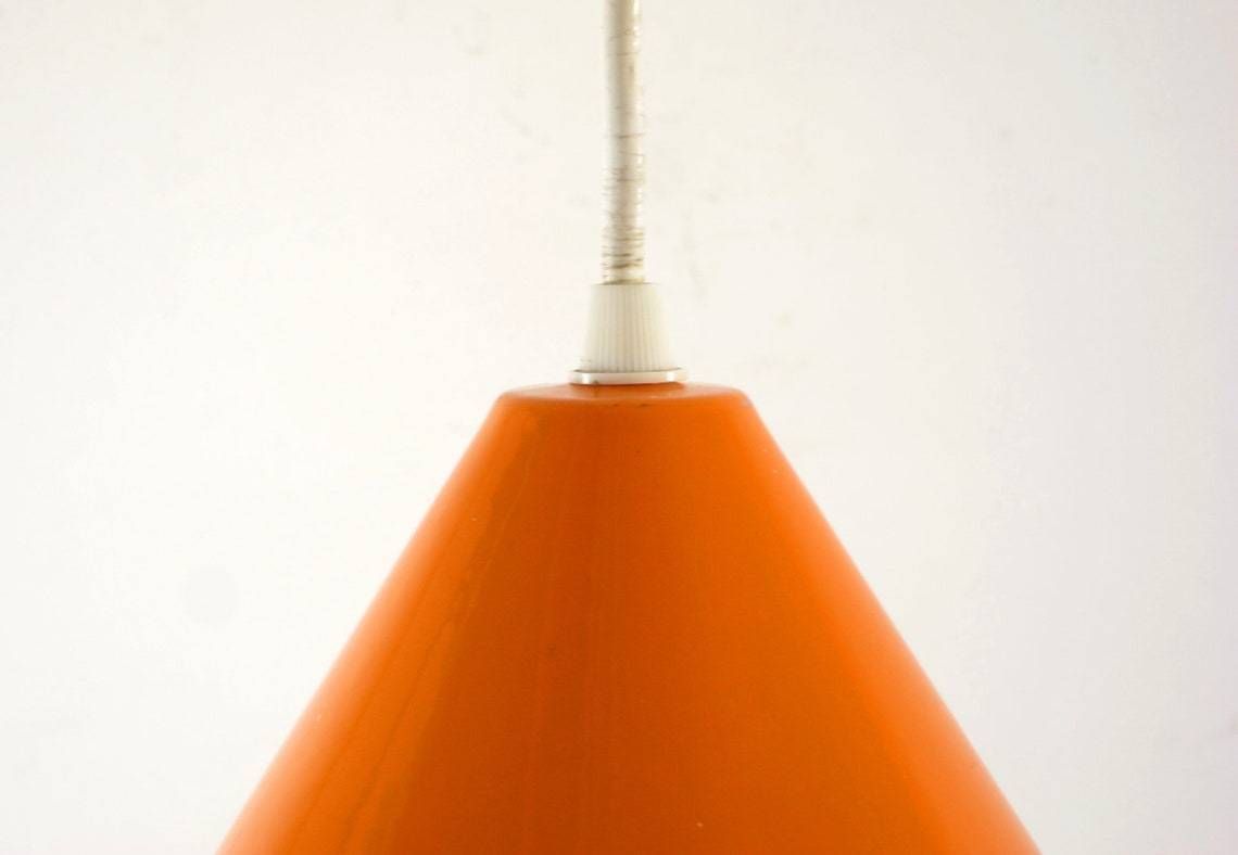 Arne Jacobsen Poulsen Oranje Biljartlamp, Ca. Jaren 1960 photo Verlichting