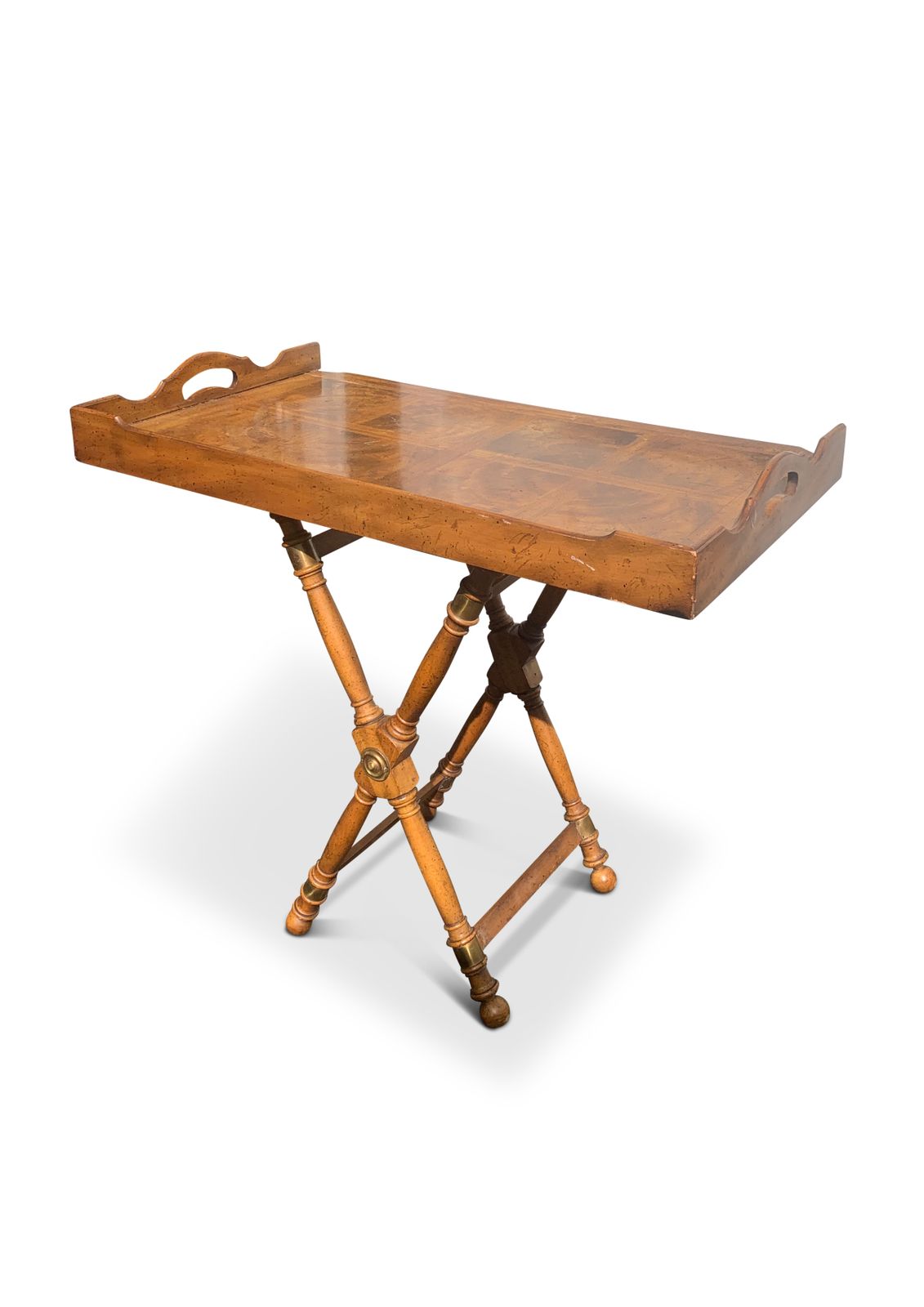 Butler's Tray With Stand A Faux Bamboo & Brass X Frame Stand By Cambrg Mid Century Modern Ol photo for sale
