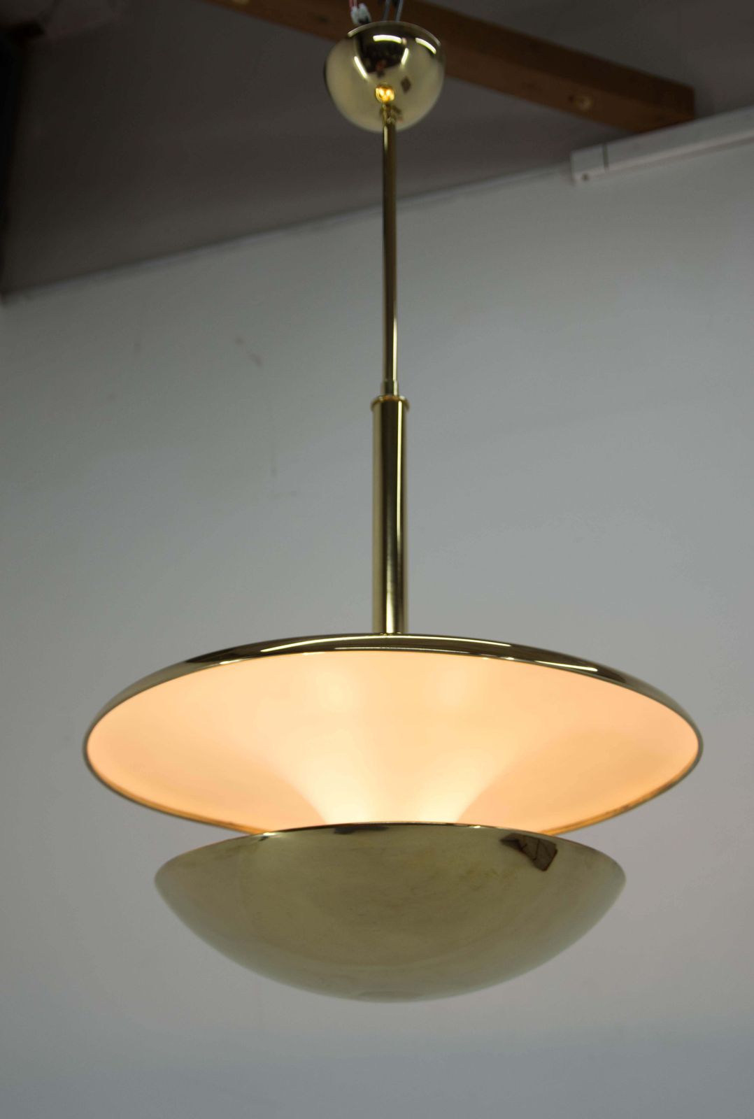 Rare Brass Bauhaus Chandelier By Franta Anyz 1920s Restored photo vintage