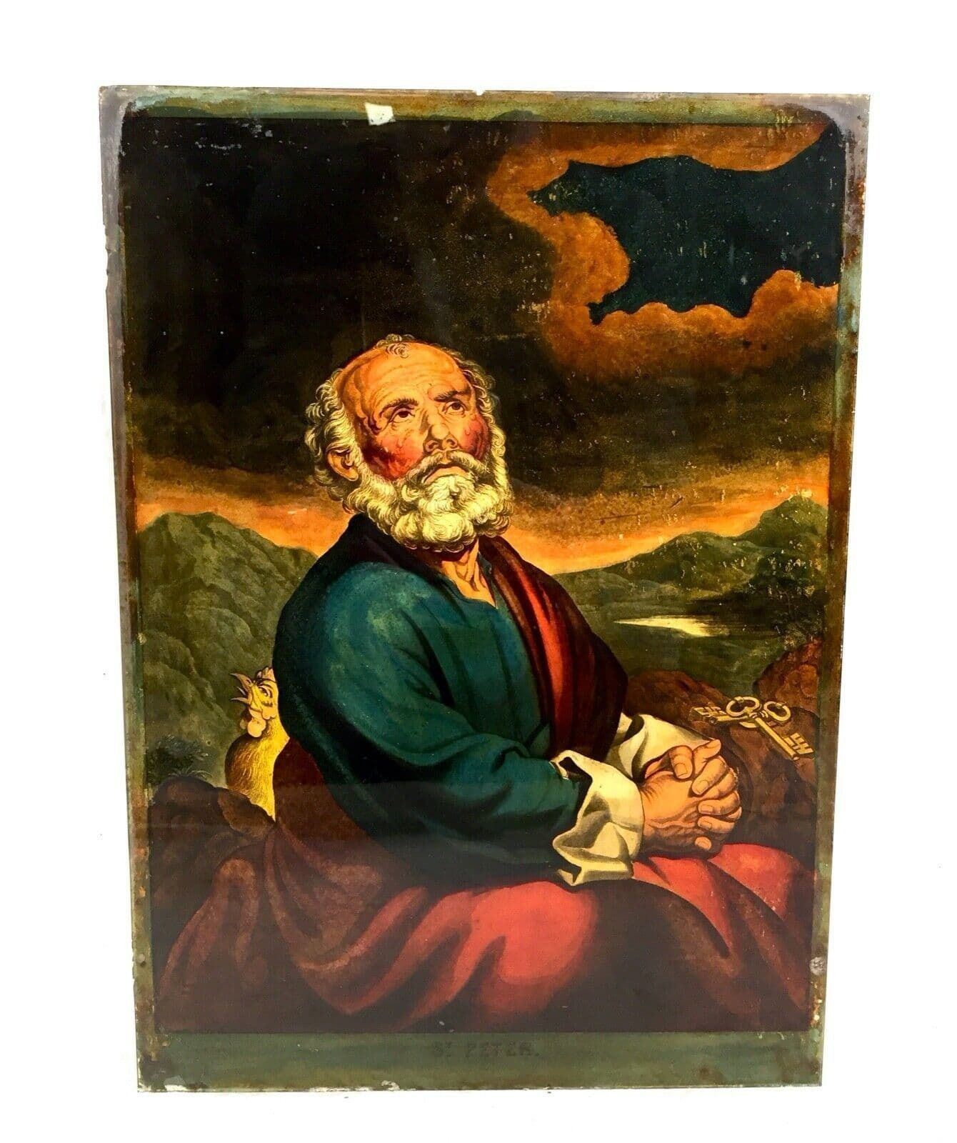 Antique 19th Century Set Of 4 Religious Reverse Glass Paintings By James Bateman photo furniture