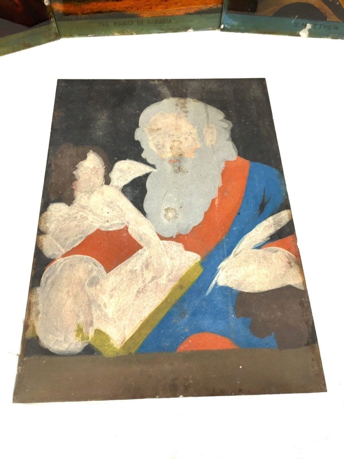 Antique 19th Century Set Of 4 Religious Reverse Glass Paintings By James Bateman photo buy