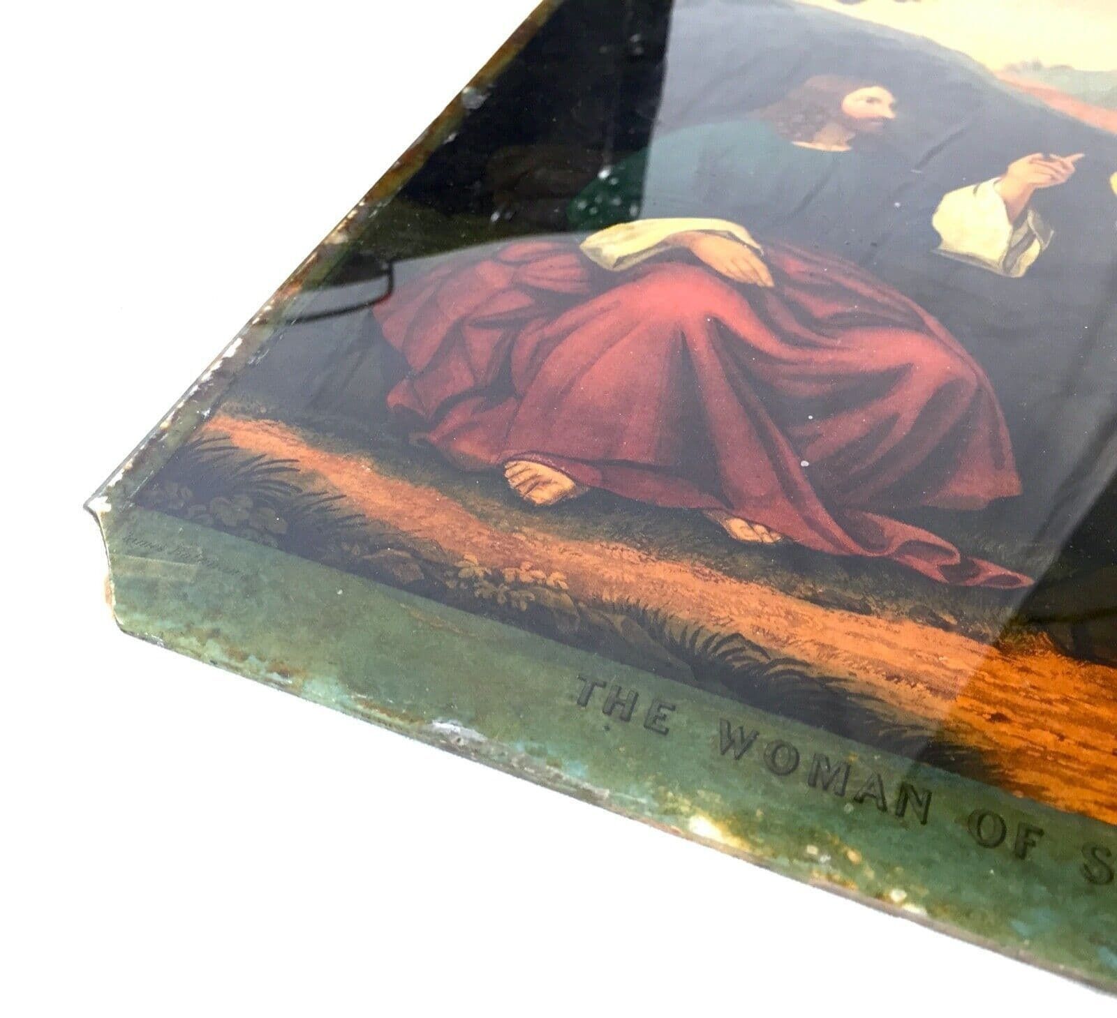 photo for sale Antique 19th Century Set Of 4 Religious Reverse Glass Paintings By James Bateman