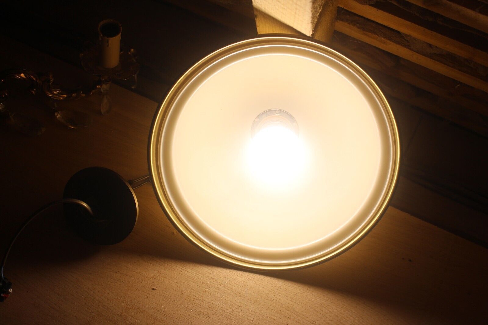 Italian Vtg Metal And Glass Ceiling Light Chandelier Pendant Lamp photo for sale
