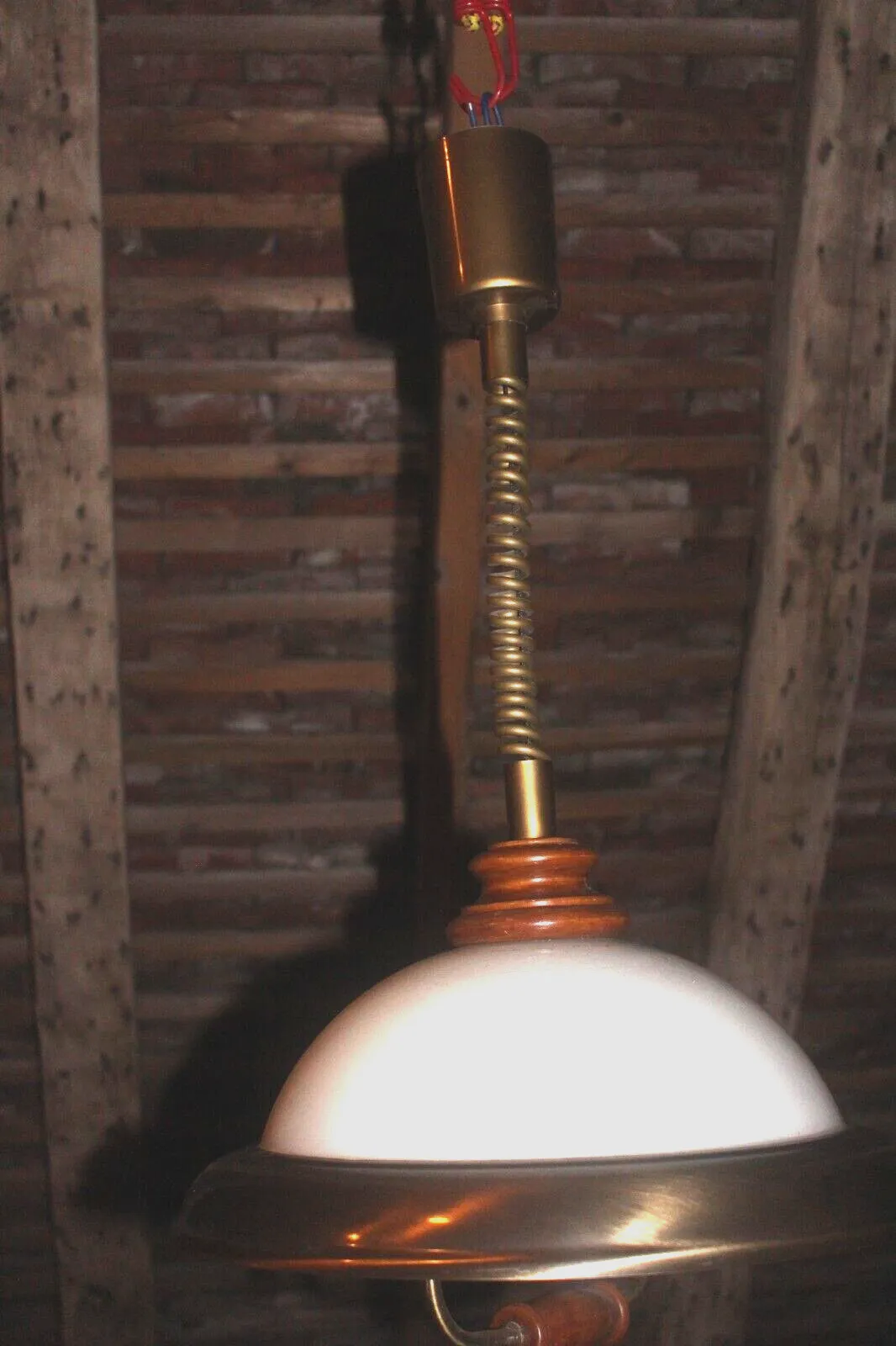 Italian Vtg Metal And Glass Ceiling Light Chandelier Pendant Lamp