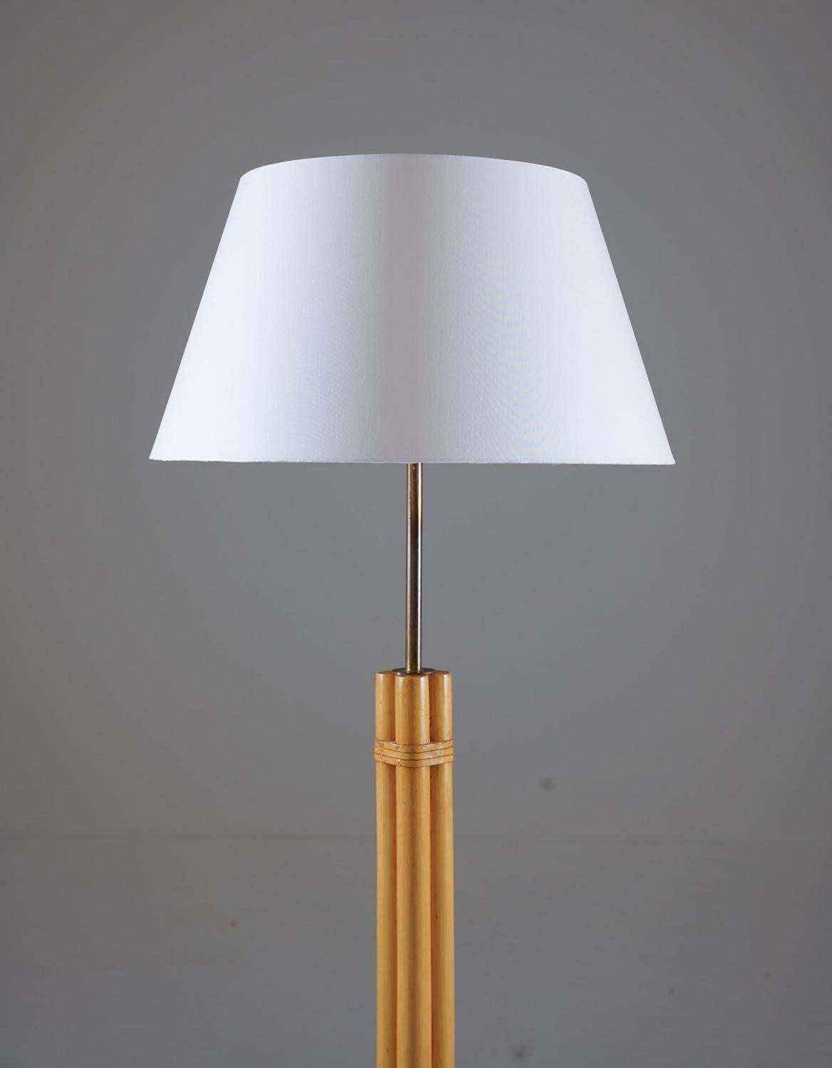 Scandinavian Midcentury Floor Lamp In Brass And Bamboo By Bergboms Sweden photo for sale