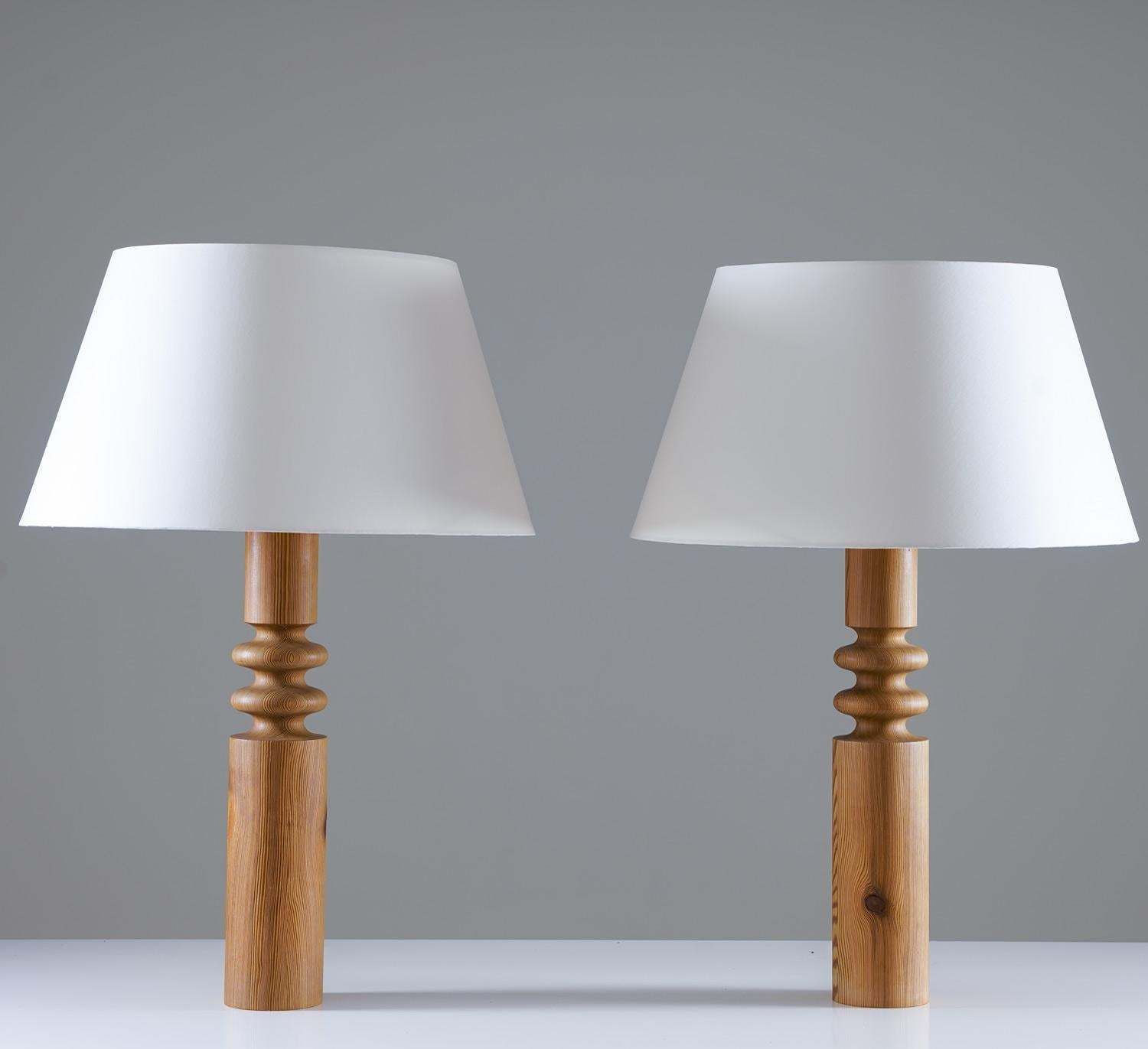 Pair Of Scandinavian Midcentury Table Lamps In Pine By Luxus photo furniture