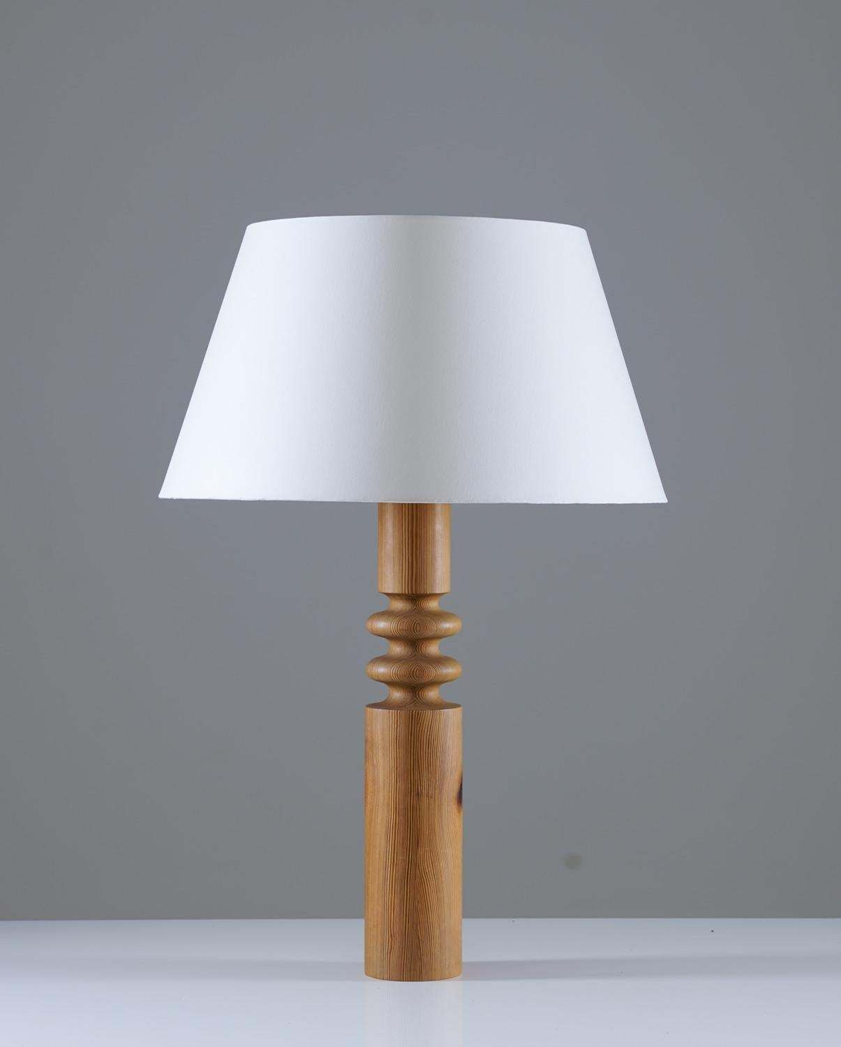 Pair Of Scandinavian Midcentury Table Lamps In Pine By Luxus photo for sale