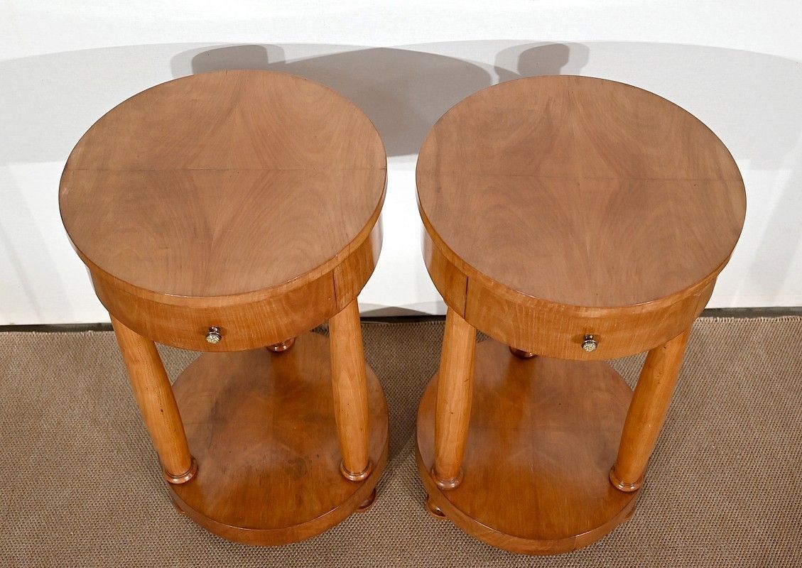 Pair Of Small Cherrywood Pedestal Tables, Empire Style, Mid 20th Century photo 4532.0