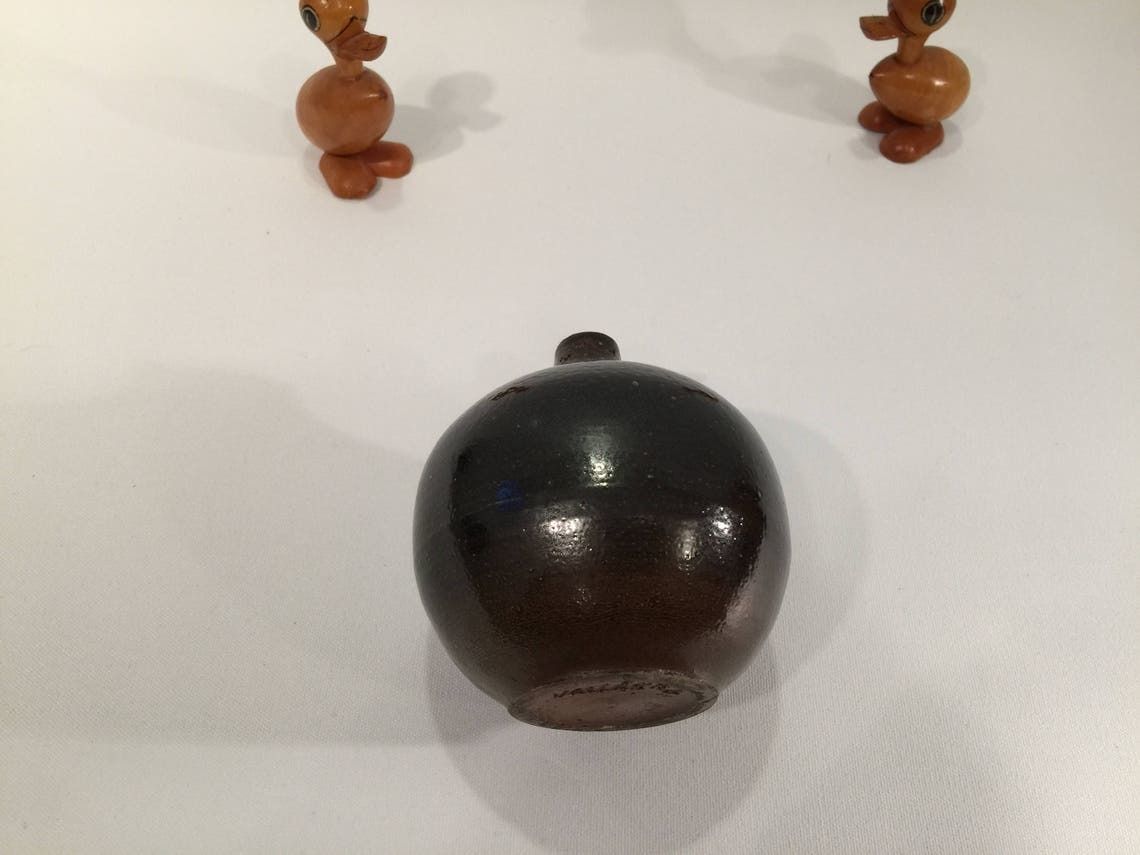 Miniature Vase From Swedish Stoneware Producer Wallakra, Salt Glazed, Scandinavian Home Decor photo vintage
