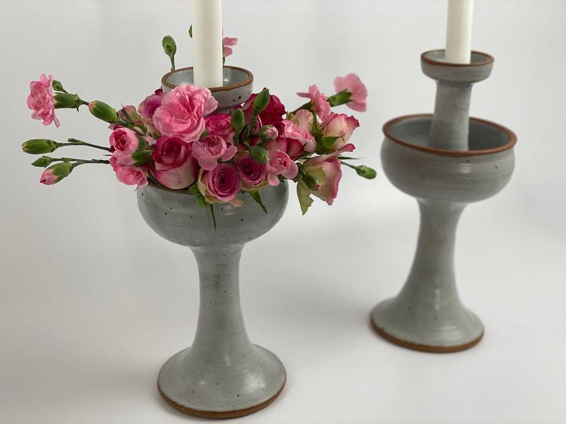 Helle Allpass, Own Studio, Pair Of Candlesticks Of Ceramics, 1970s