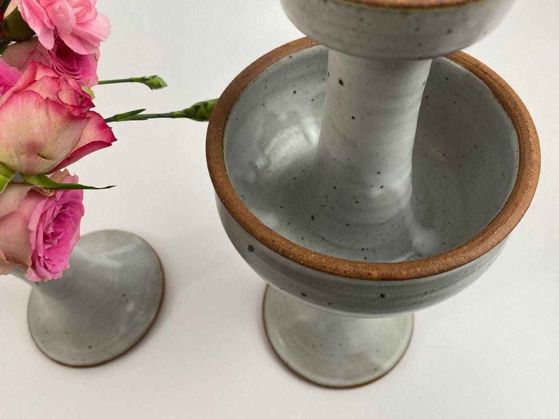 Helle Allpass, Own Studio, Pair Of Candlesticks Of Ceramics, 1970s photo Home Decor