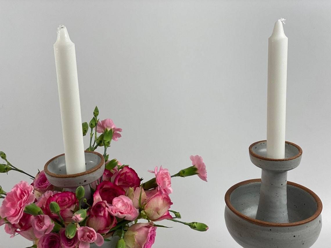 Helle Allpass, Own Studio, Pair Of Candlesticks Of Ceramics, 1970s photo 242.0