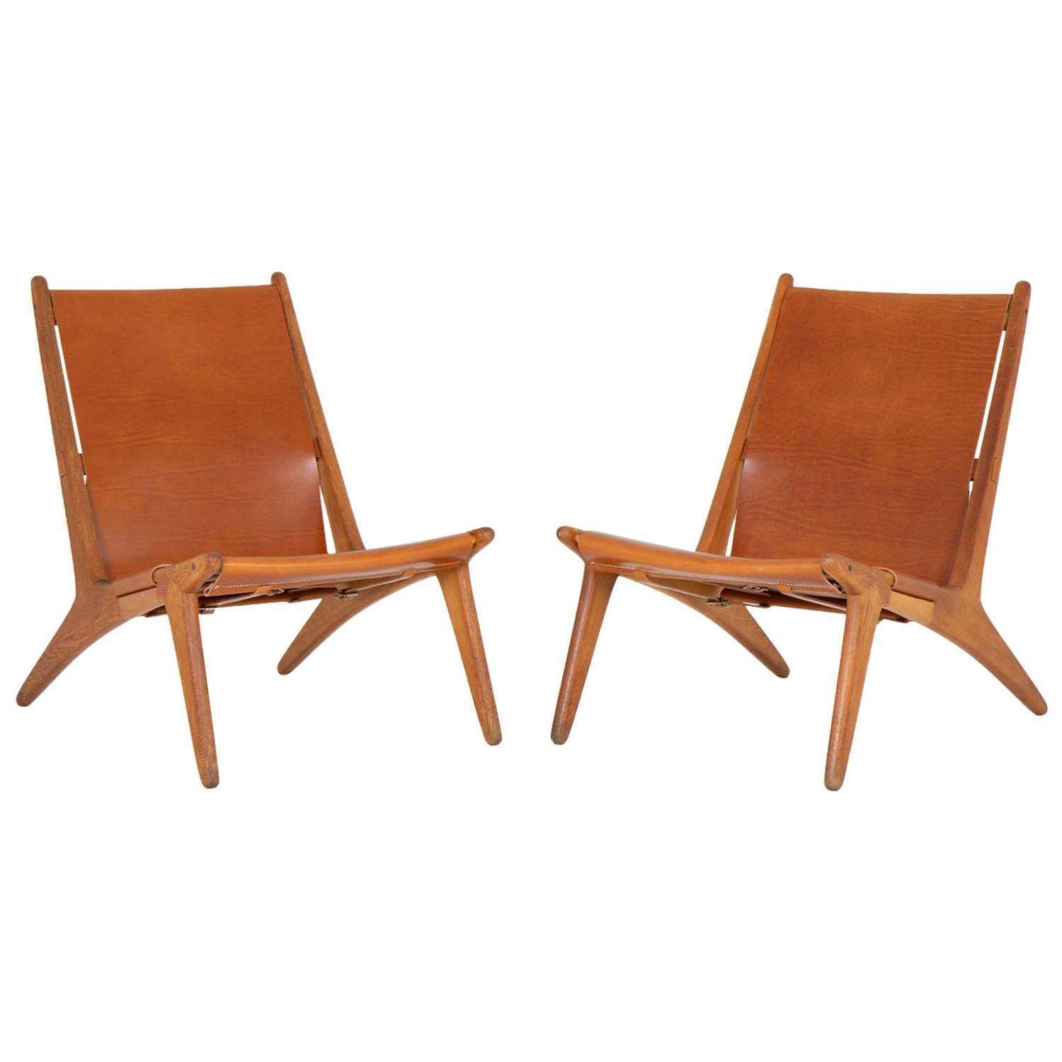 Pair Of Rare Hunting Chairs 204 By Uno & Östen Kristiansson For Luxus, Sweden
