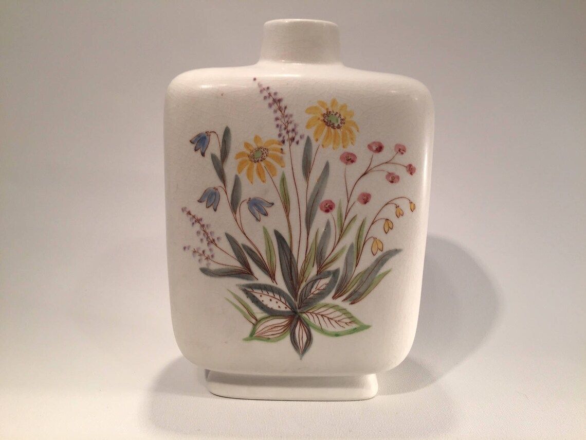Rorstrand Vase With Flower Motif, By Lars Thorén, Scandinavian Mid Century Modern, 1950s From Sweden photo furniture