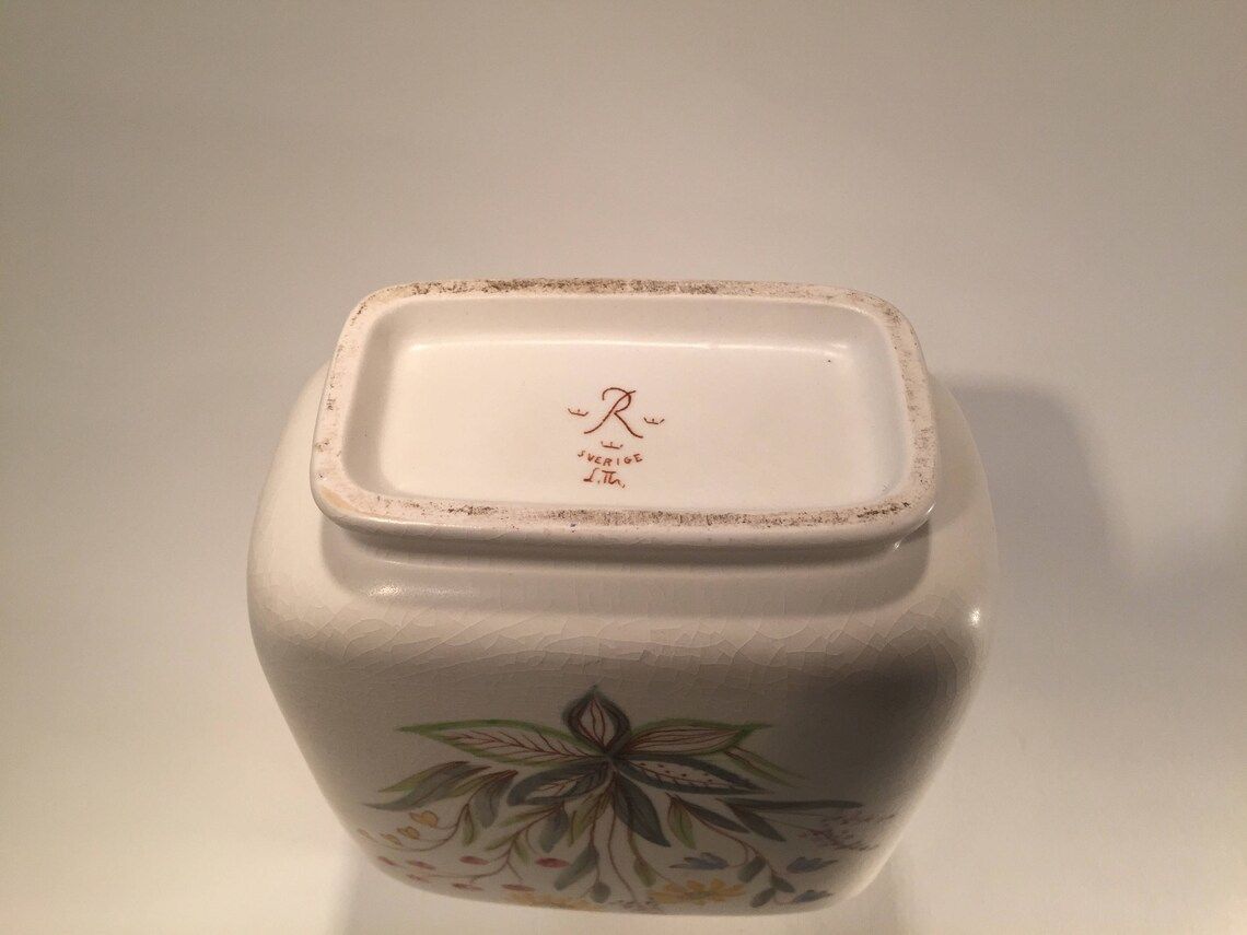 photo furniture Rorstrand Vase With Flower Motif, By Lars Thorén, Scandinavian Mid Century Modern, 1950s From Sweden