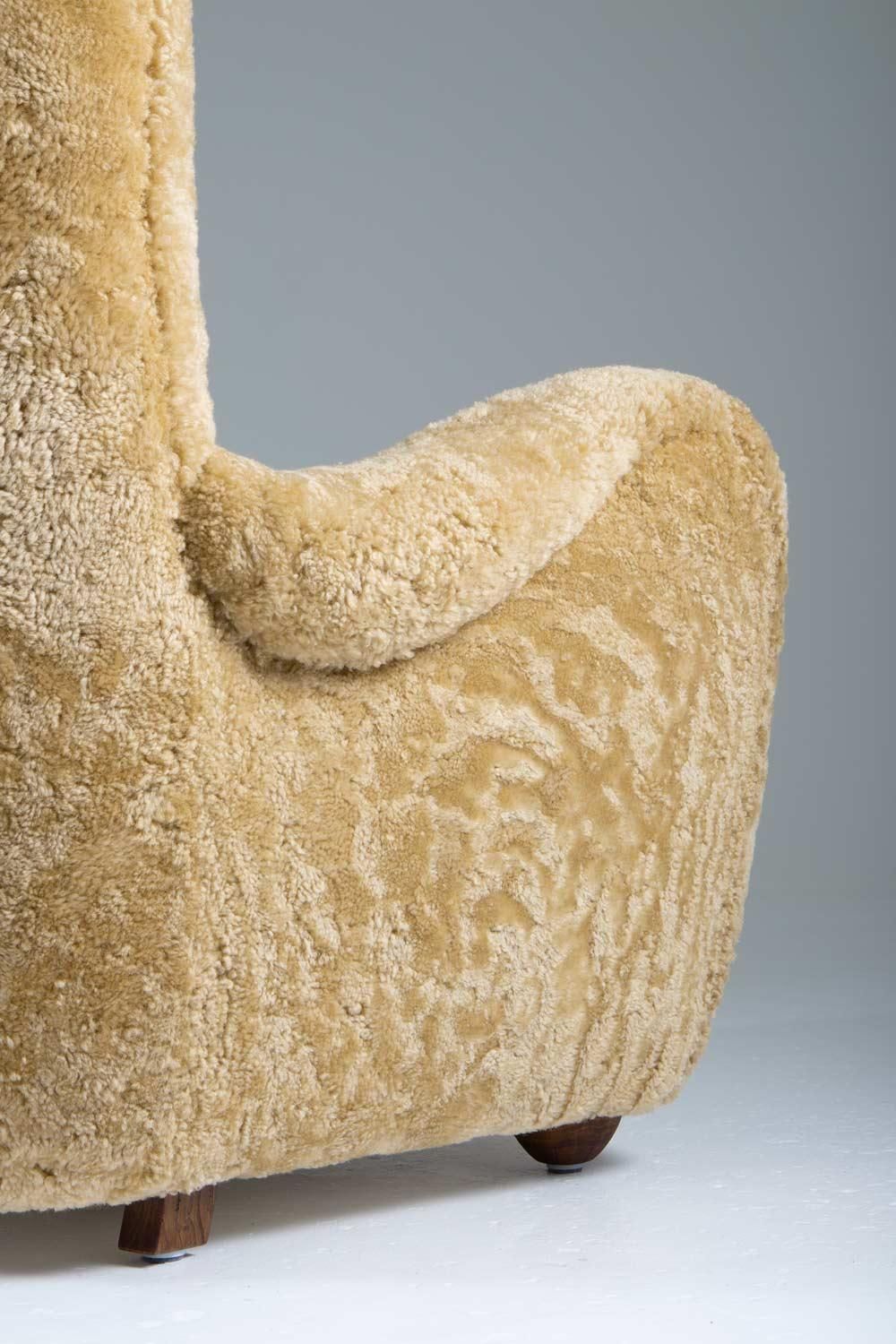 Scandinavian Mid Century Lounge Chair In Sheepskin photo vintage