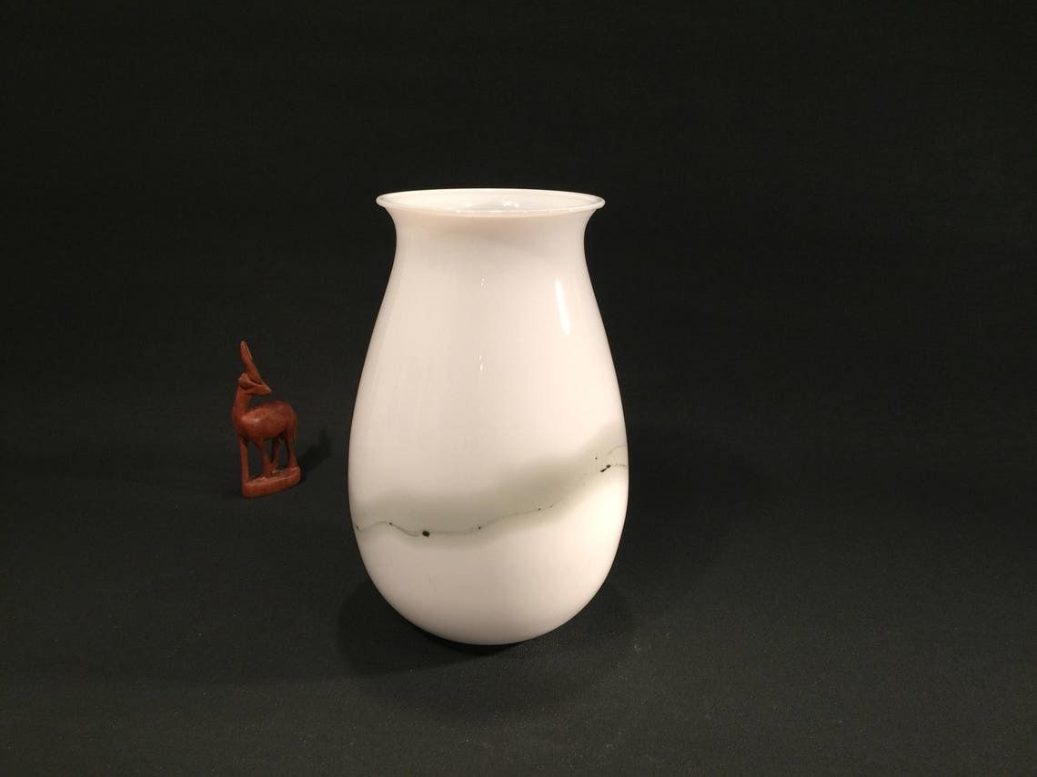 Michael Bang For Holmegaard, Gray And White Art Glass Vase From The 1980s In Scandinavia