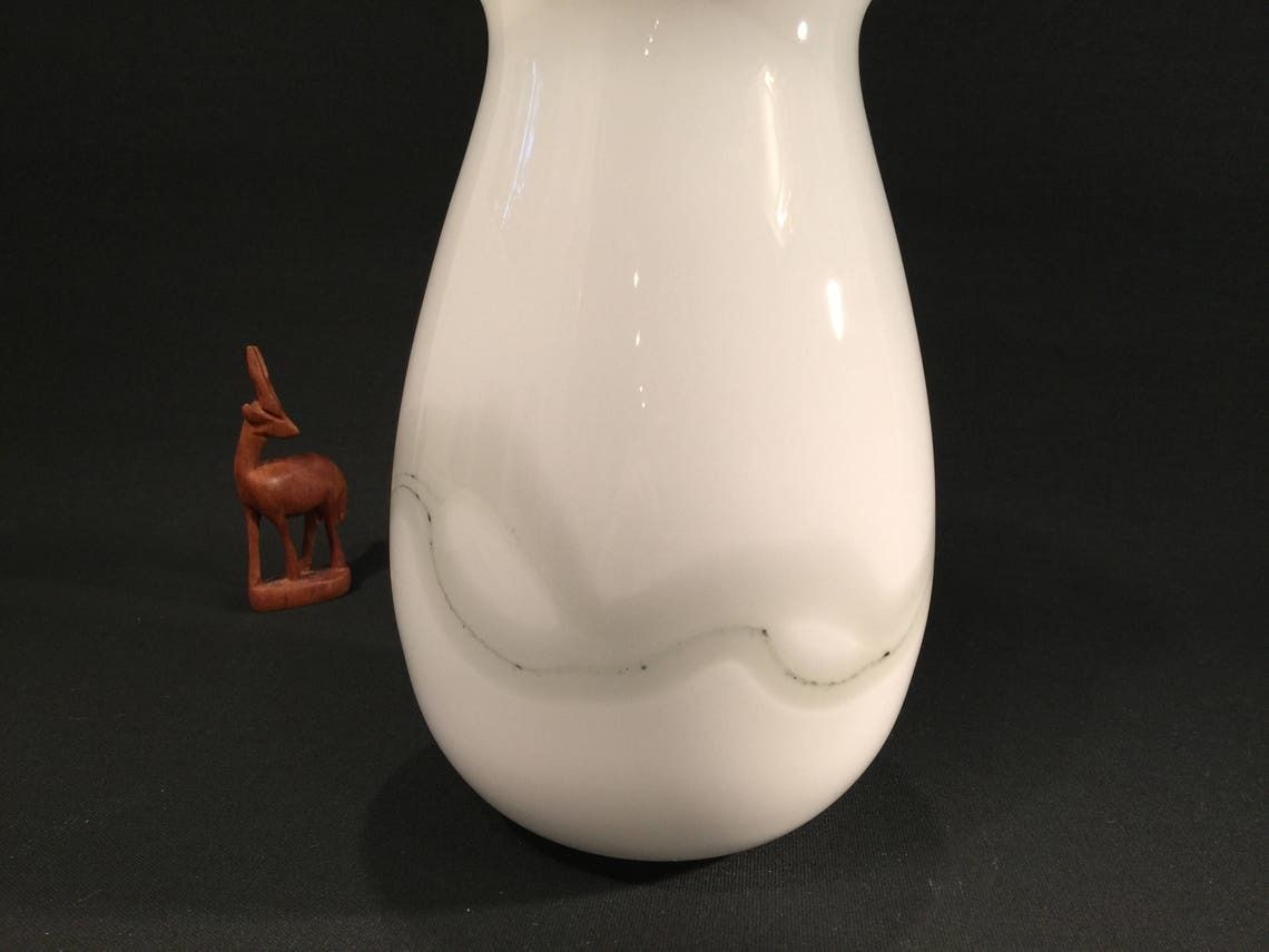 Michael Bang For Holmegaard, Gray And White Art Glass Vase From The 1980s In Scandinavia photo for sale