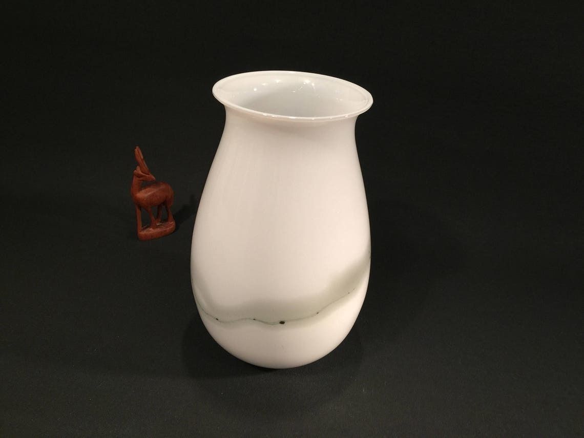 Michael Bang For Holmegaard, Gray And White Art Glass Vase From The 1980s In Scandinavia photo vintage