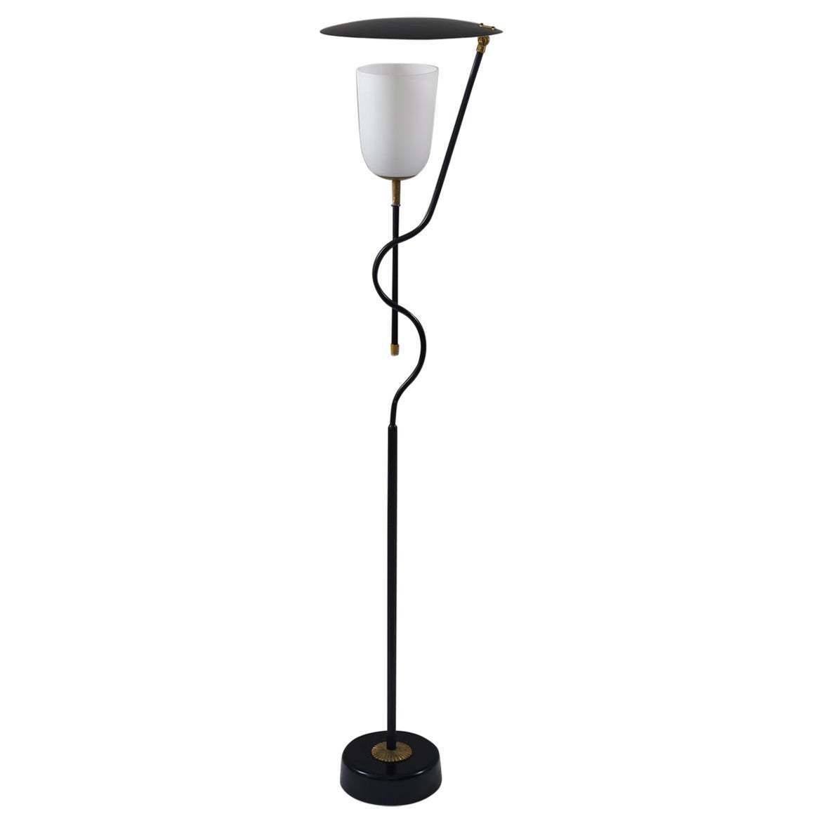 Scandinavian Mid Century Floor Lamp In Metal And Brass