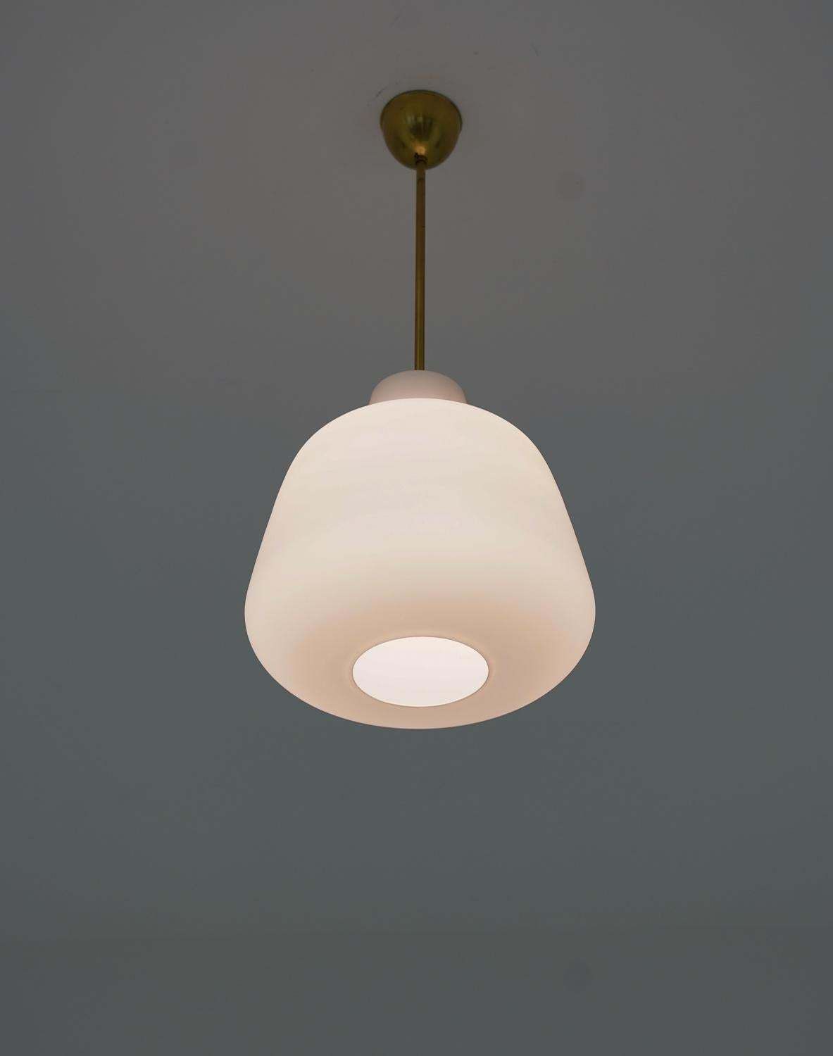 Pair Of Large Scandinavian Glass Pendants By Asea, Swedish Modern, 1940s photo vinterior