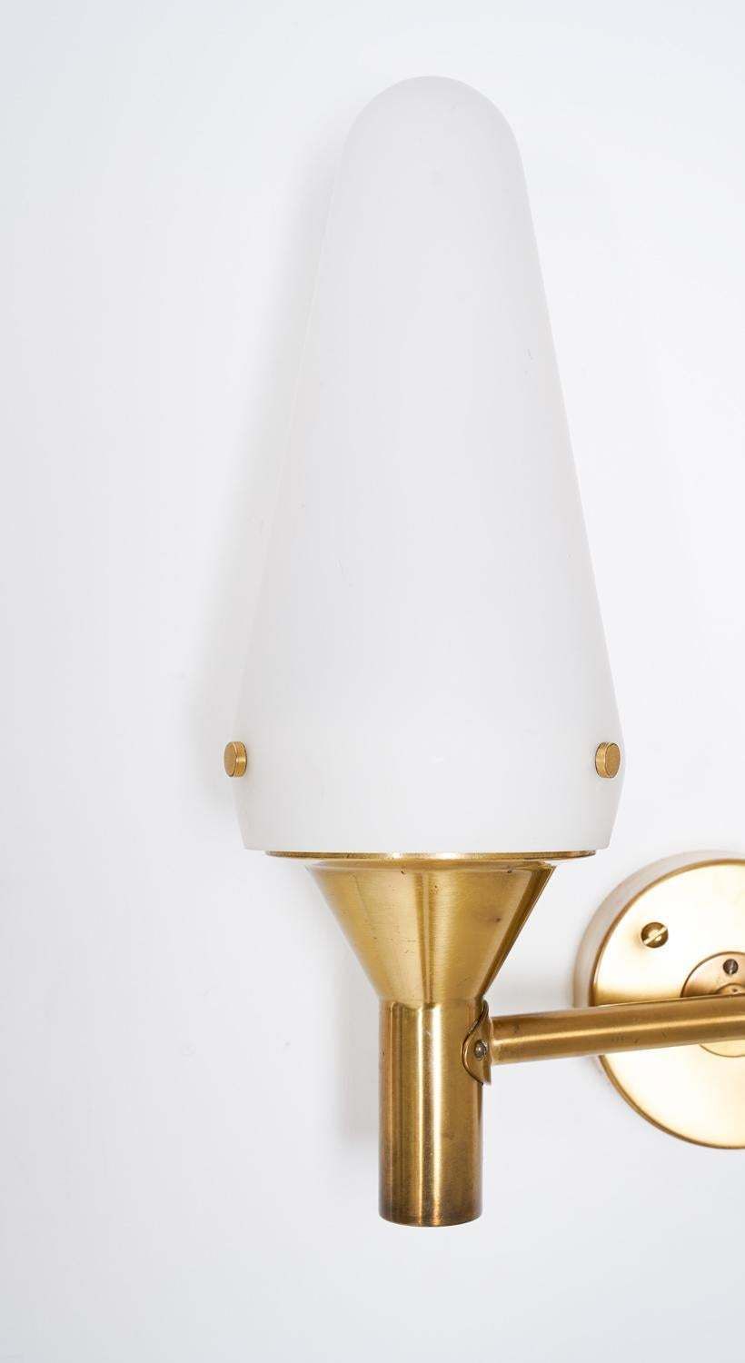 Pair Of Swedish Midcentury Wall Lamps In Brass And Glass photo buy