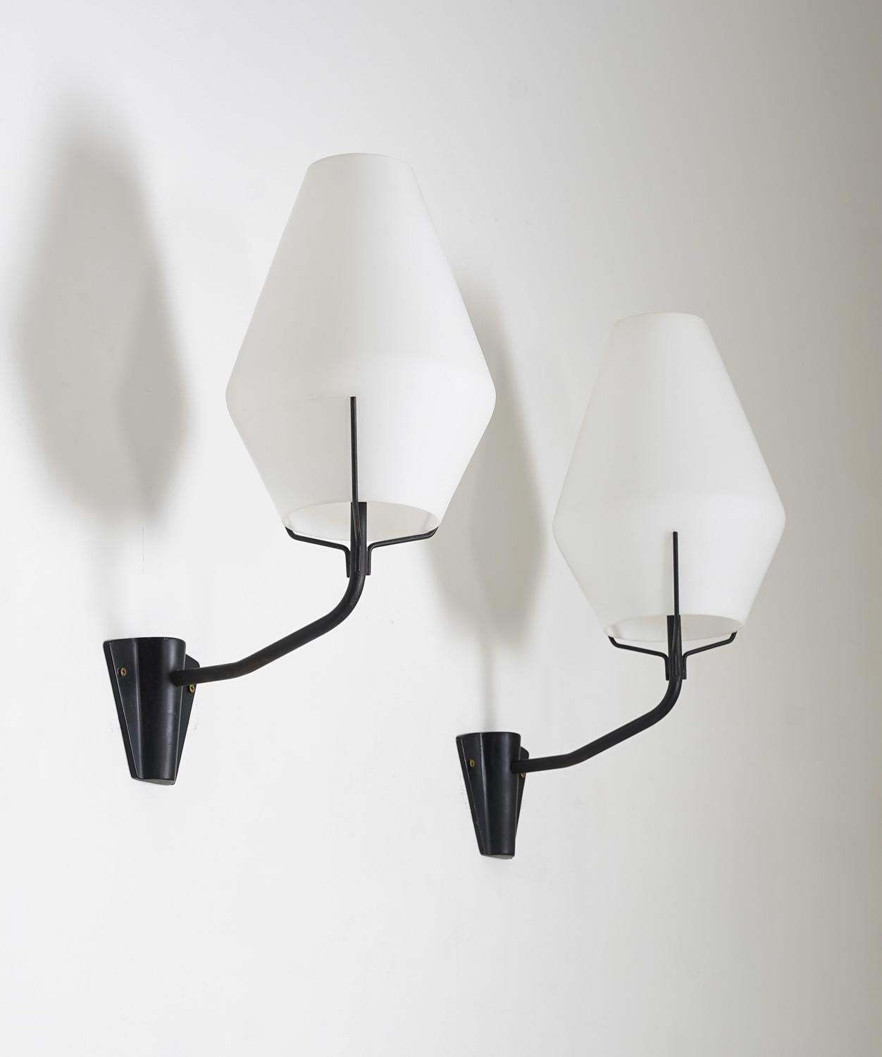 Swedish Midcentury Wall Lamps In Metal And Glass By Asea photo furniture