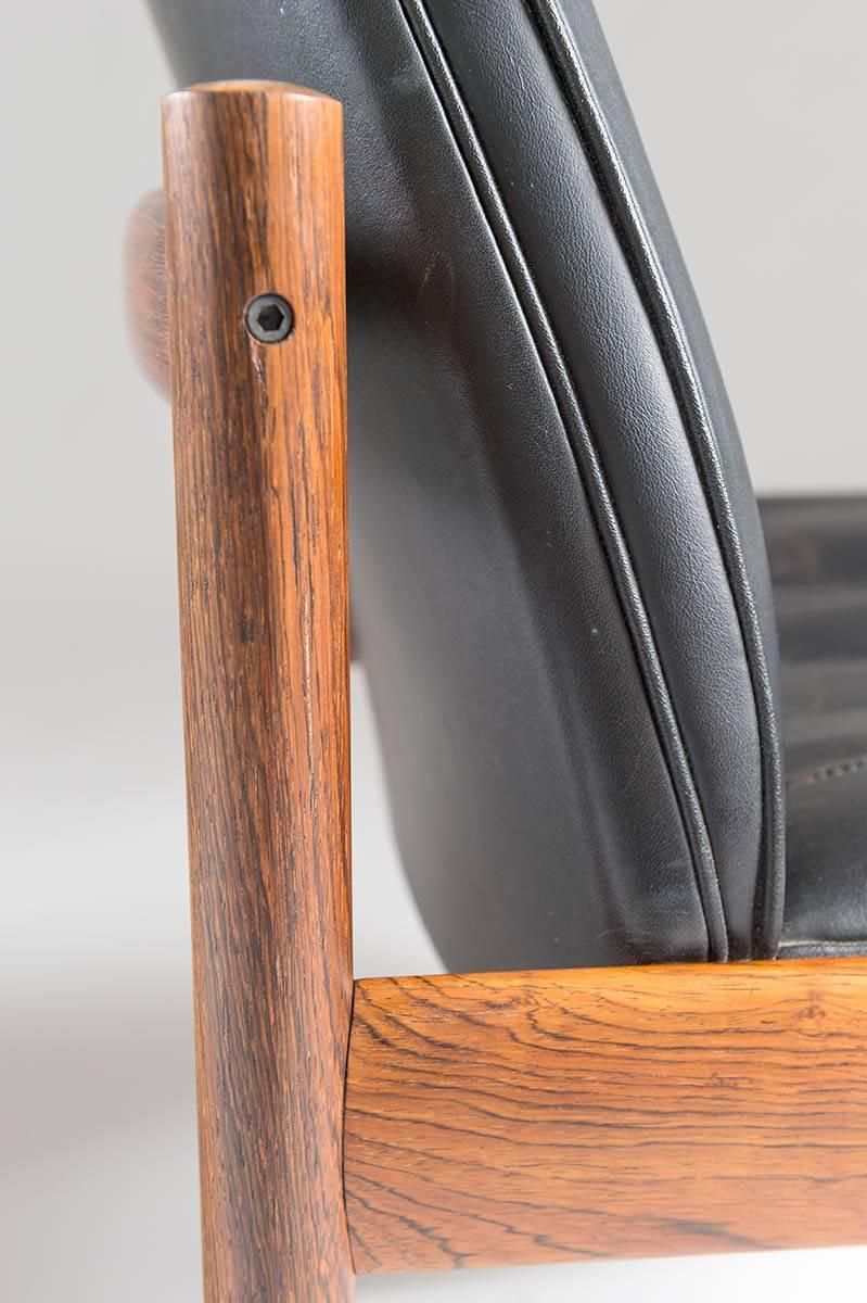 Pair Of Scandinavian Easy Chairs In Rosewood And Leather By Sven Ivar Dysthe photo for sale