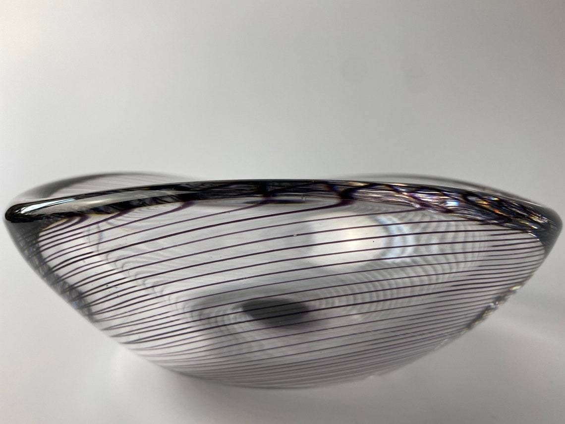 Art Glass Bowl By Vicke Lindstrand For The Swedish Glassworks Kosta  Clear Glass With Purple Threads  Mic Century Modern From Sweden photo buy