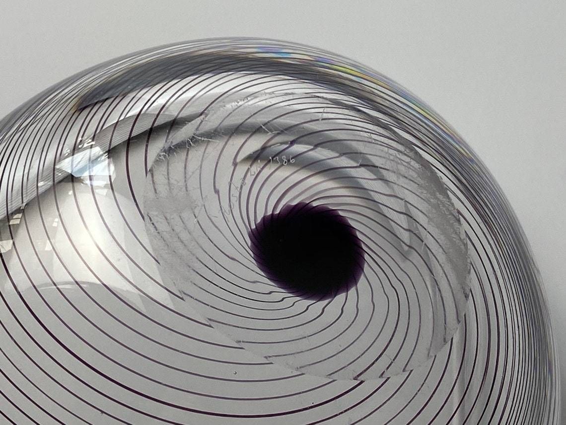 photo furniture Art Glass Bowl By Vicke Lindstrand For The Swedish Glassworks Kosta  Clear Glass With Purple Threads  Mic Century Modern From Sweden