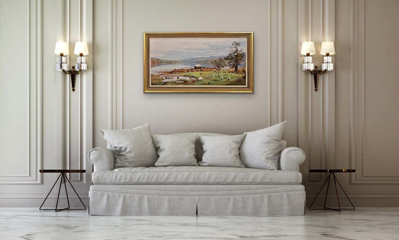 photo furniture Nancy Bailey 1913 To 2012. Cornish Artist. Ben Nevis From Loch Eil, 1978. Scotland. 1970s Vintage Framed Impasto Scottish Landscape Oil Painting.