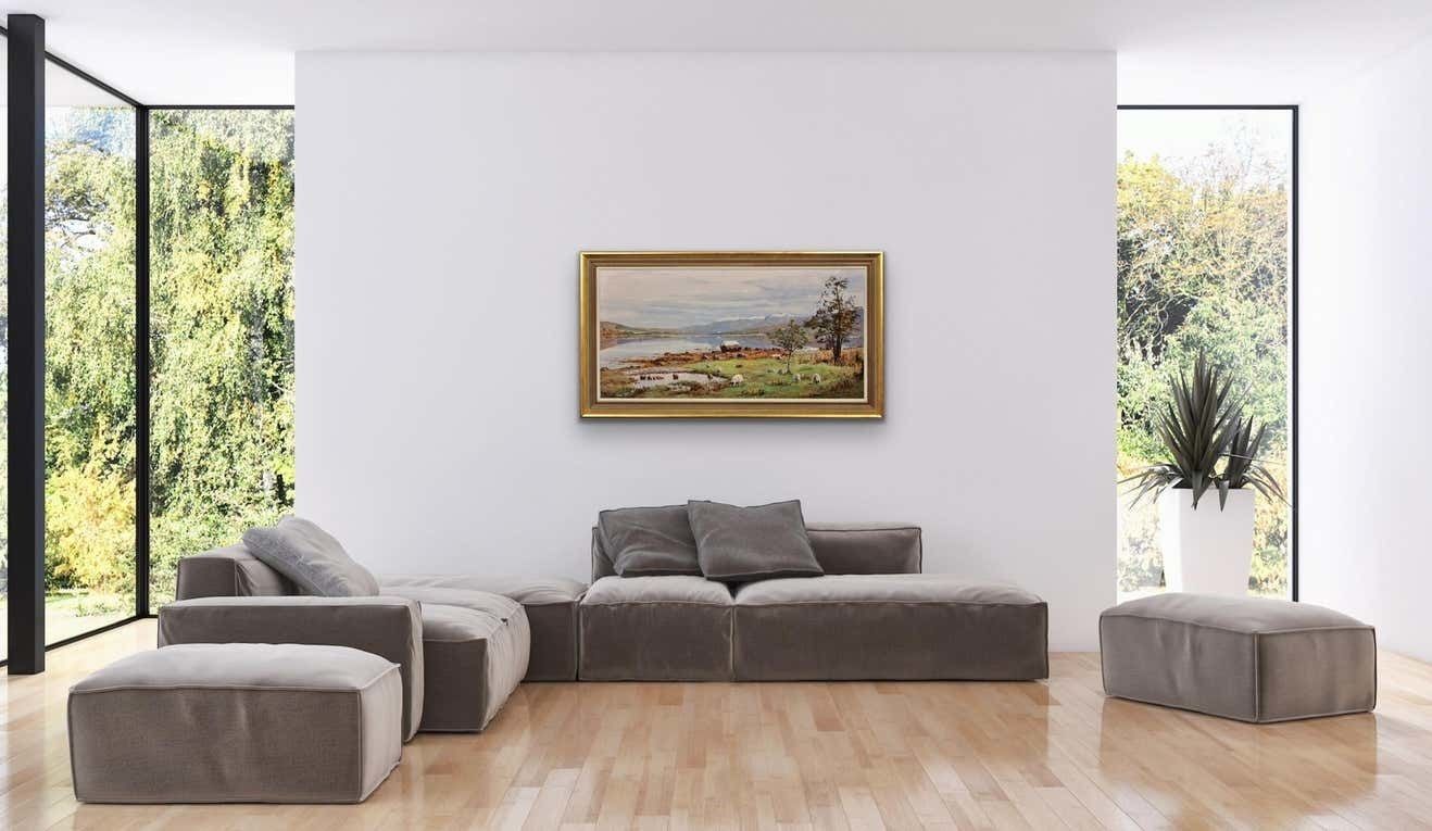 photo for sale Nancy Bailey 1913 To 2012. Cornish Artist. Ben Nevis From Loch Eil, 1978. Scotland. 1970s Vintage Framed Impasto Scottish Landscape Oil Painting.