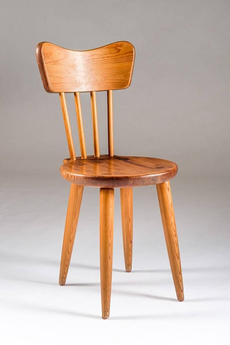 Set Of Four Swedish Chairs In Pine By Torsten Claeson, 1930s photo Furniture